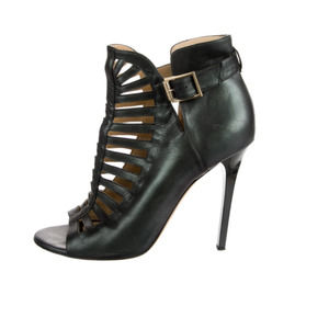 Jimmy Choo Leather Gladiator Dark Green Sandals Heels Size 10